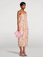 Luxie Strapless Midi Dress Floral Print