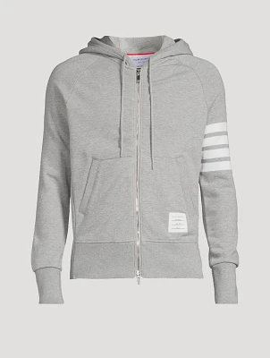 Cotton Zip Hoodie With Four-Bar Stripe