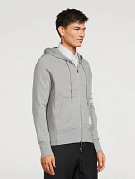 Cotton Zip Hoodie With Four-Bar Stripe