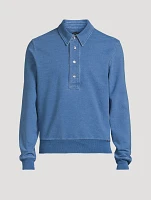 Cotton Jersey Long-Sleeve Polo Sweater