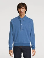 Cotton Jersey Long-Sleeve Polo Sweater