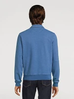 Cotton Jersey Long-Sleeve Polo Sweater