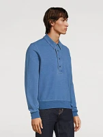 Cotton Jersey Long-Sleeve Polo Sweater