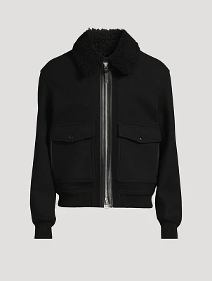 Wool Double-Face Blouson With Detachable Collar