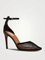 Fishnet Patent Leather Pumps