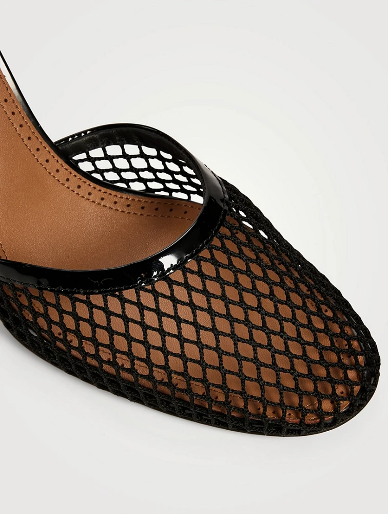 Fishnet Patent Leather Pumps