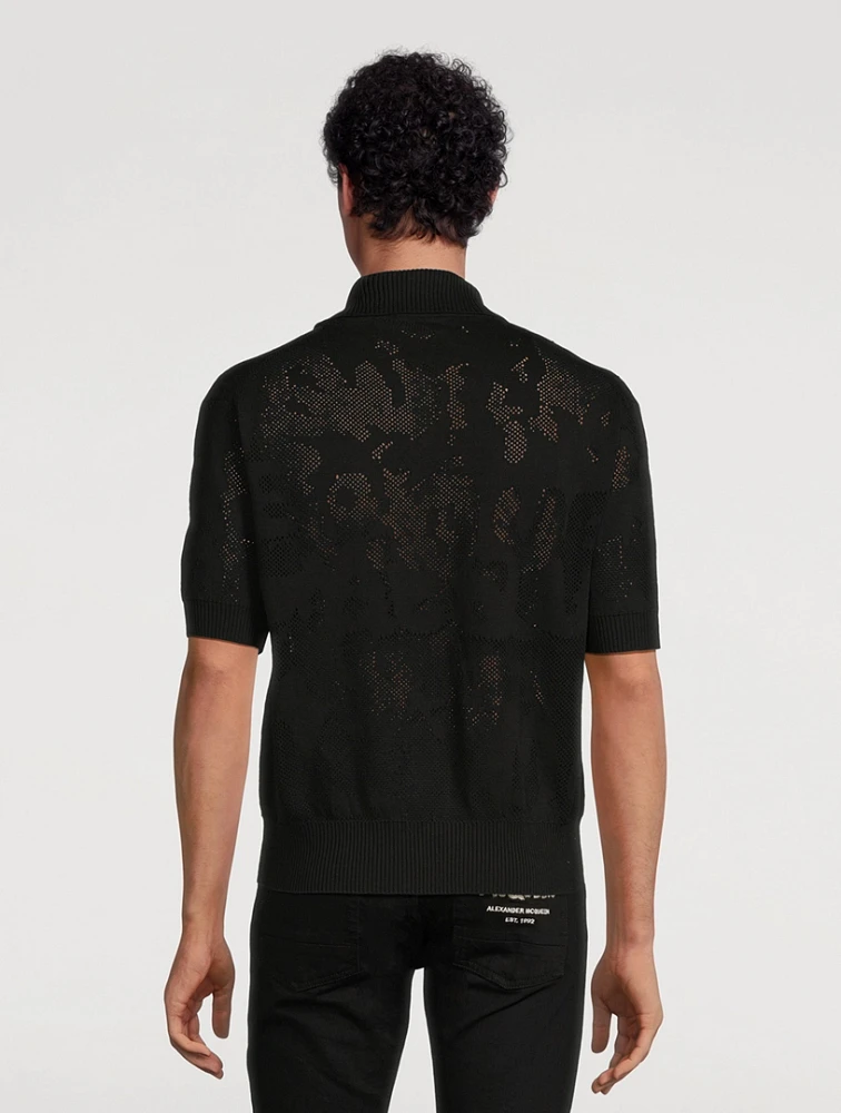 Graffiti Mesh Polo Shirt