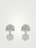 Crescent-Round Drop Earrings