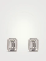 Emerald Bezel Stud Earrings