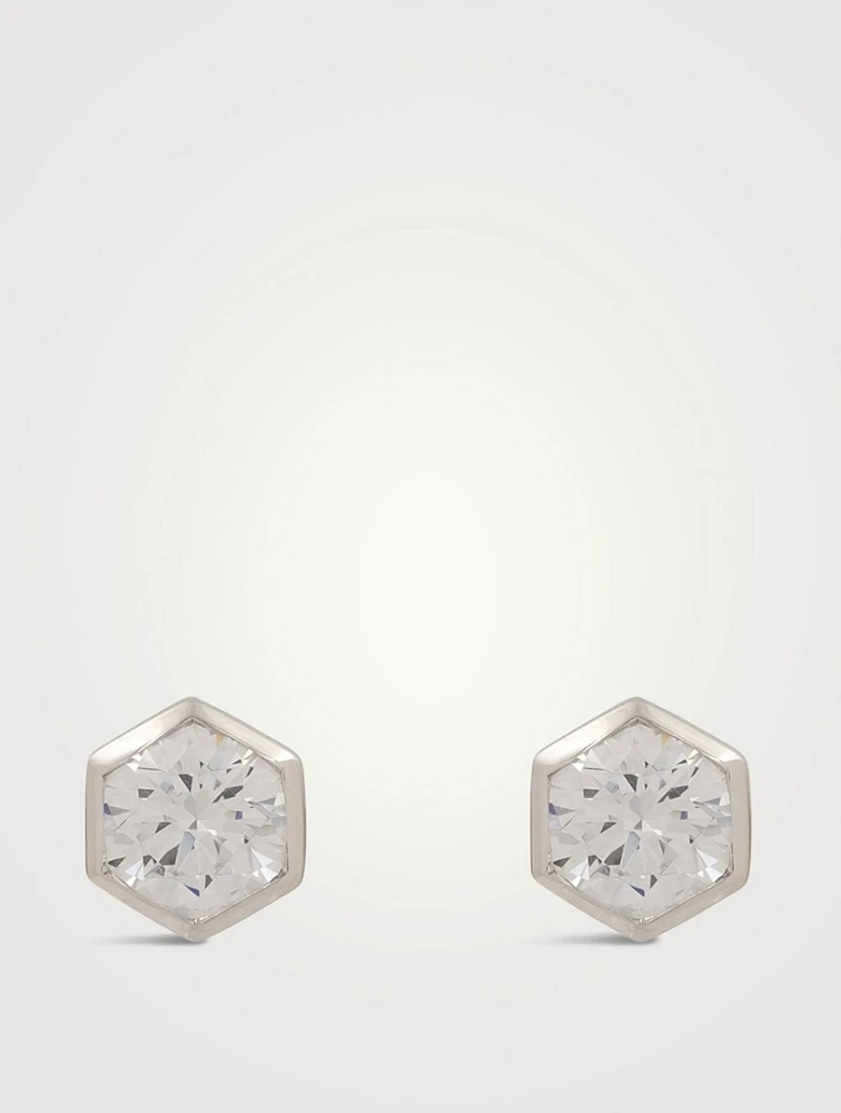 Rounded-Edge Bezel Stud Earrings