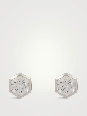 Rounded-Edge Bezel Stud Earrings