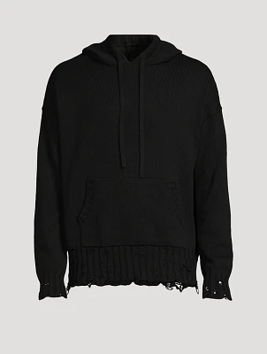 Distressed Knit Hoodie