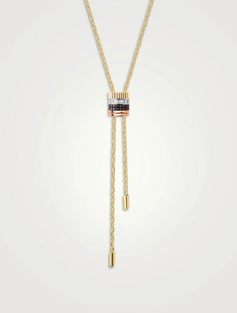 L Model Quatre Classique 18K Gold Tie Necklace With Brown PVD And Diamonds