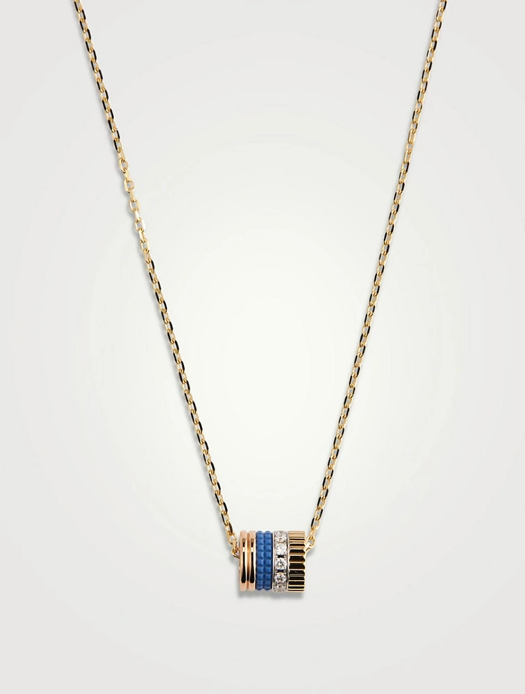 S Motif Quatre Blue Edition 18K Gold Pendant Necklace With Diamonds And Hyceram