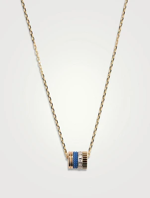 S Motif Quatre Blue Edition 18K Gold Pendant Necklace With Diamonds And Hyceram