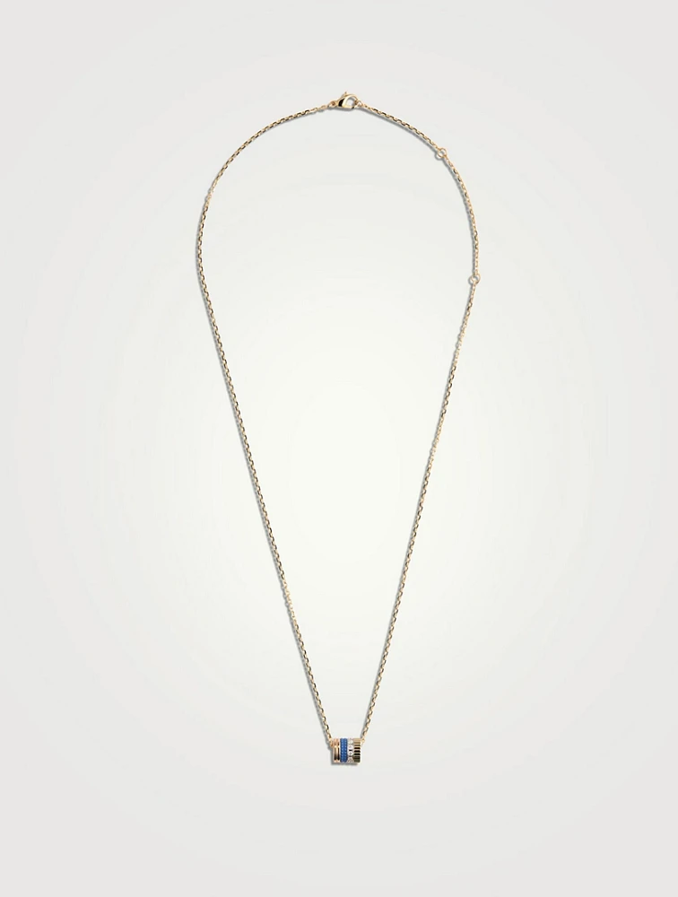 S Motif Quatre Blue Edition 18K Gold Pendant Necklace With Diamonds And Hyceram