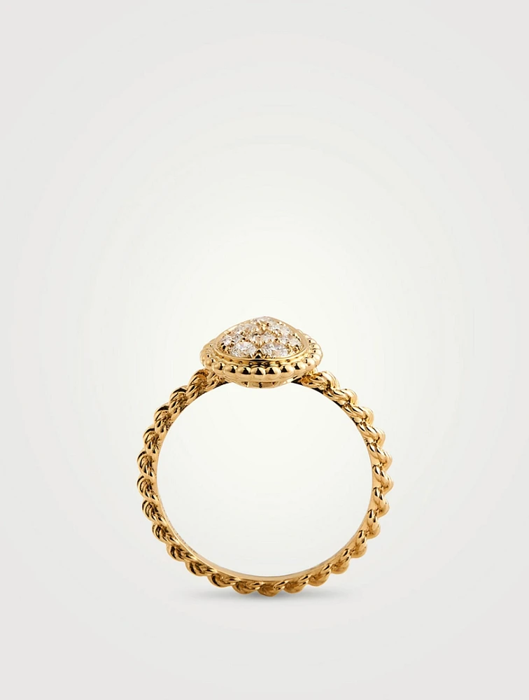 S Motif Serpent Bohème 18K Gold Ring With Diamonds