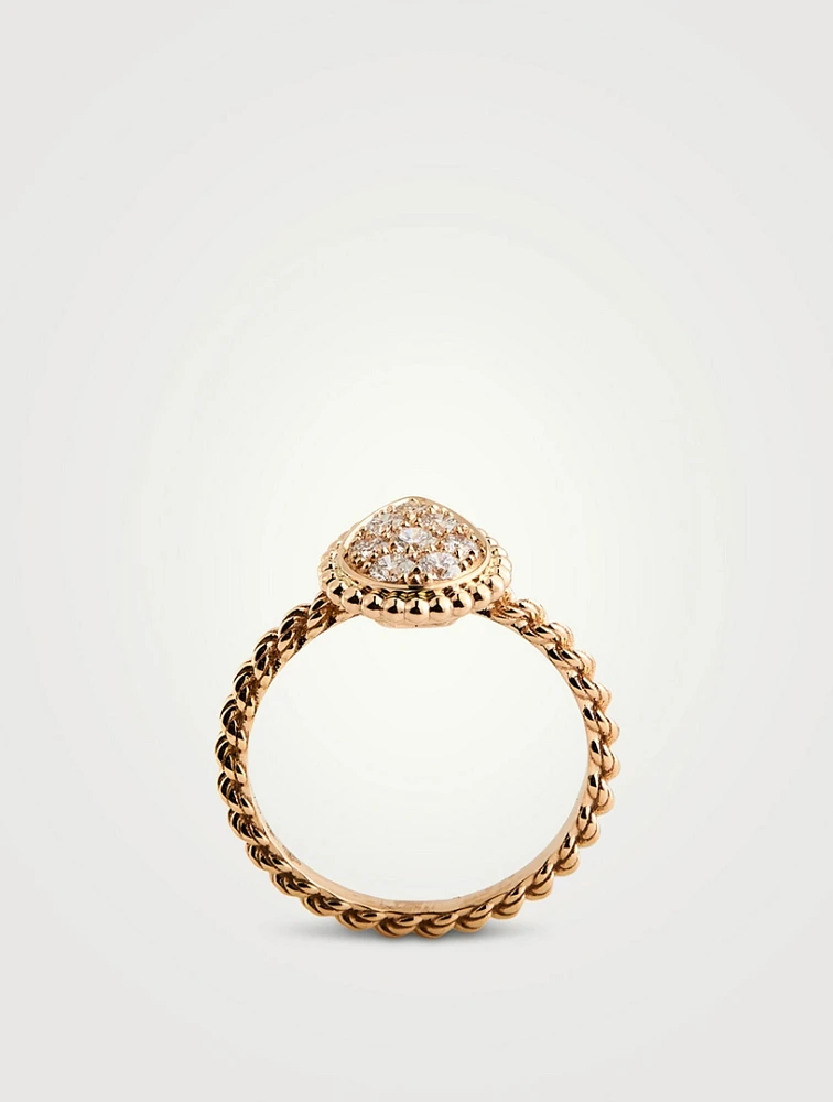 S Motif Serpent Bohème 18K Rose Gold Ring With Diamonds