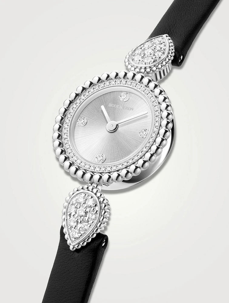 Serpent Bohème Leather Strap Watch With Diamonds