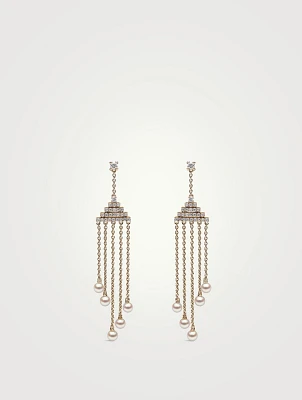 Sleek 18K Gold Akoya Pearl And Diamond Chandelier Earrings