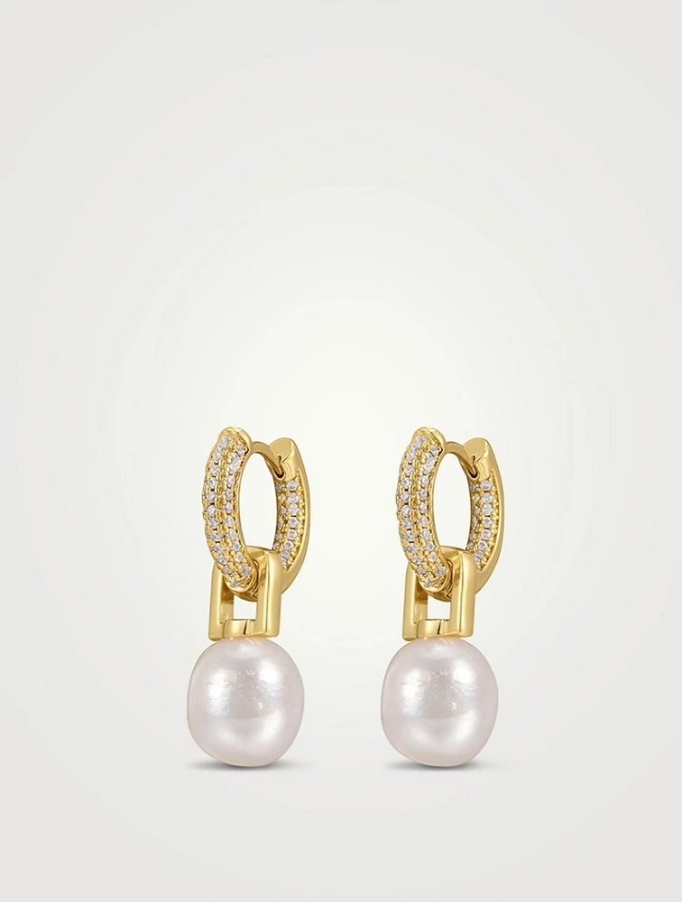 Pavé Pearl Amalfi Huggie Earrings