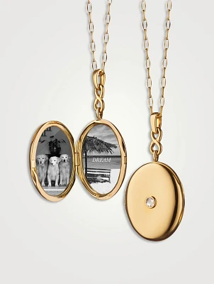 Infinity 18K Gold Locket Necklace With Diamond