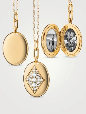 Charlotte 18K Gold Locket Necklace With Diamonds