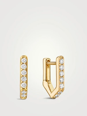 Infinity 18K Gold Huggie Hoop Earrings With Diamonds