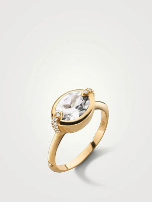 Points North 18K Gold Oval Rock Crystal Ring