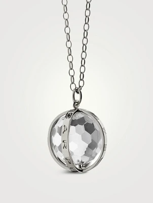 Large Carpe Diem Silver Rock Crystal Charm Necklace