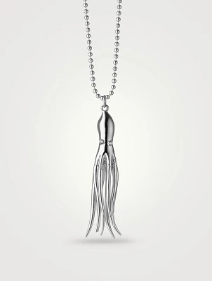 Intuition Silver Octopus Charm Necklace With White Sapphire