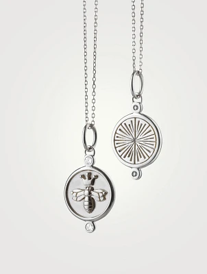 Queen Bee Silver Charm Necklace With White Sapphire