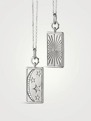 Silver Medallion Necklace With White Sapphire