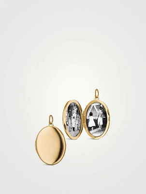 18K Gold Oval Locket Charm