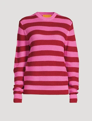 Cotton Oversized Sweater Striped Print