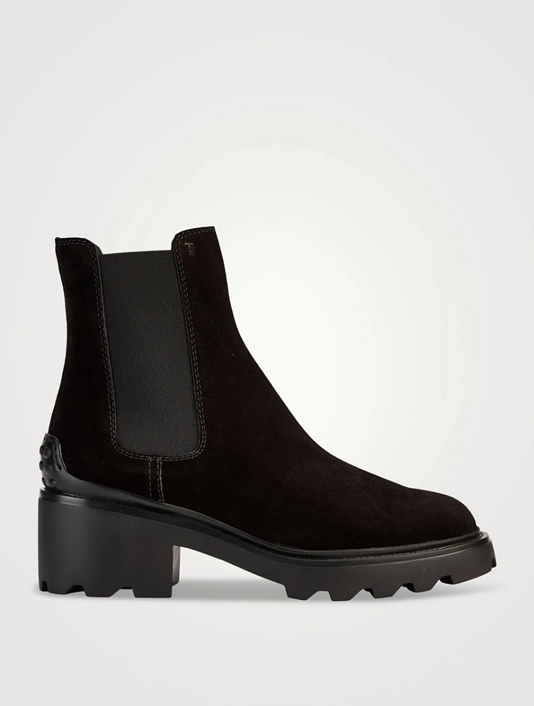 Suede Block-Heel Chelsea Boots