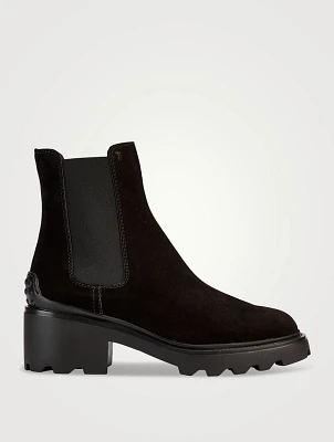 Suede Block-Heel Chelsea Boots