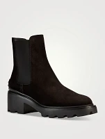 Suede Block-Heel Chelsea Boots