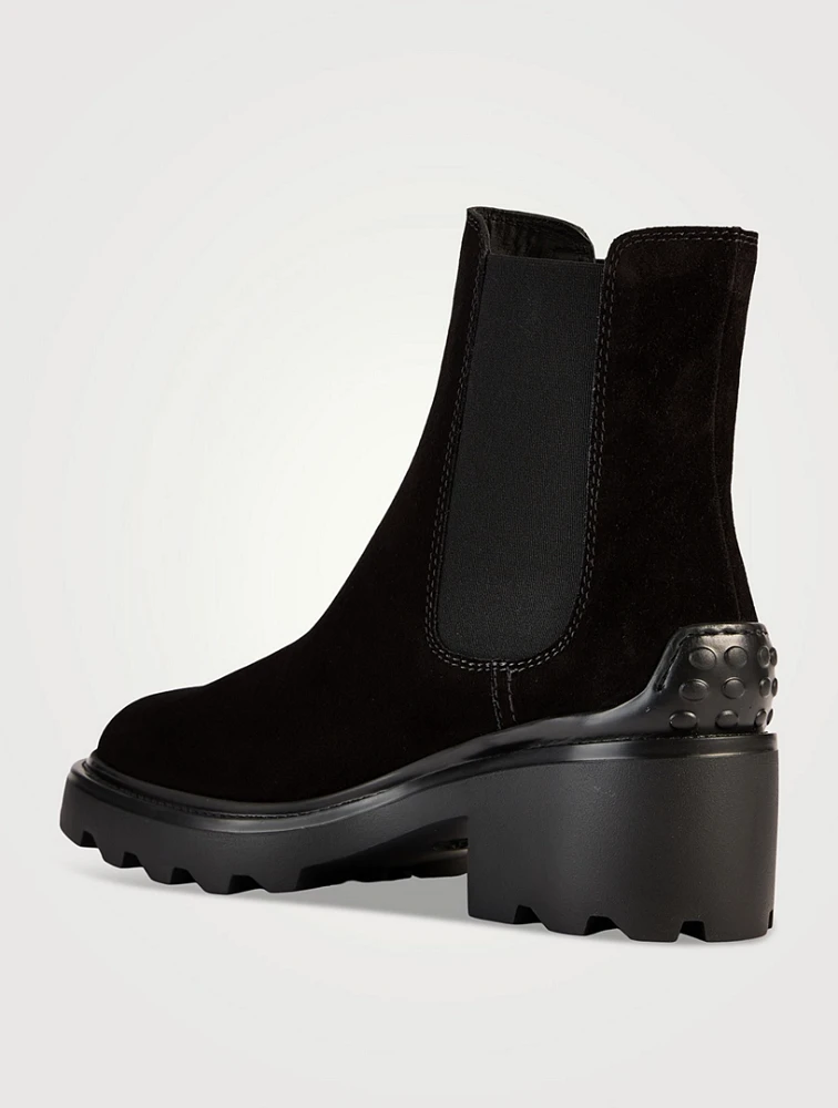 Suede Block-Heel Chelsea Boots