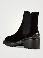 Suede Block-Heel Chelsea Boots