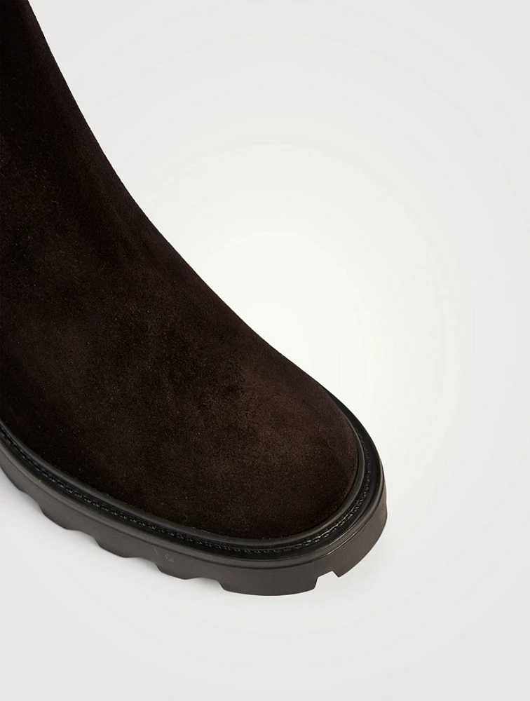 Suede Block-Heel Chelsea Boots