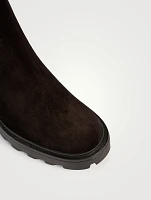 Suede Block-Heel Chelsea Boots