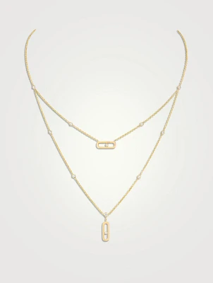 Move Uno Gold Two-Row Necklace With Diamonds