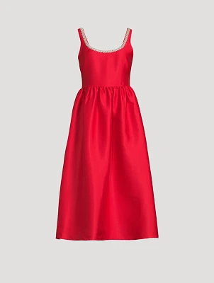 Embellished Taffeta Midi Dress