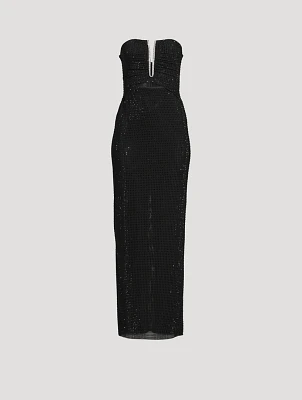 Beaded Jersey Strapless Gown
