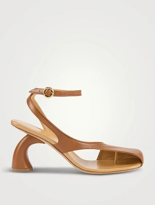 Curved-Heel Asymmetric Leather Sandals