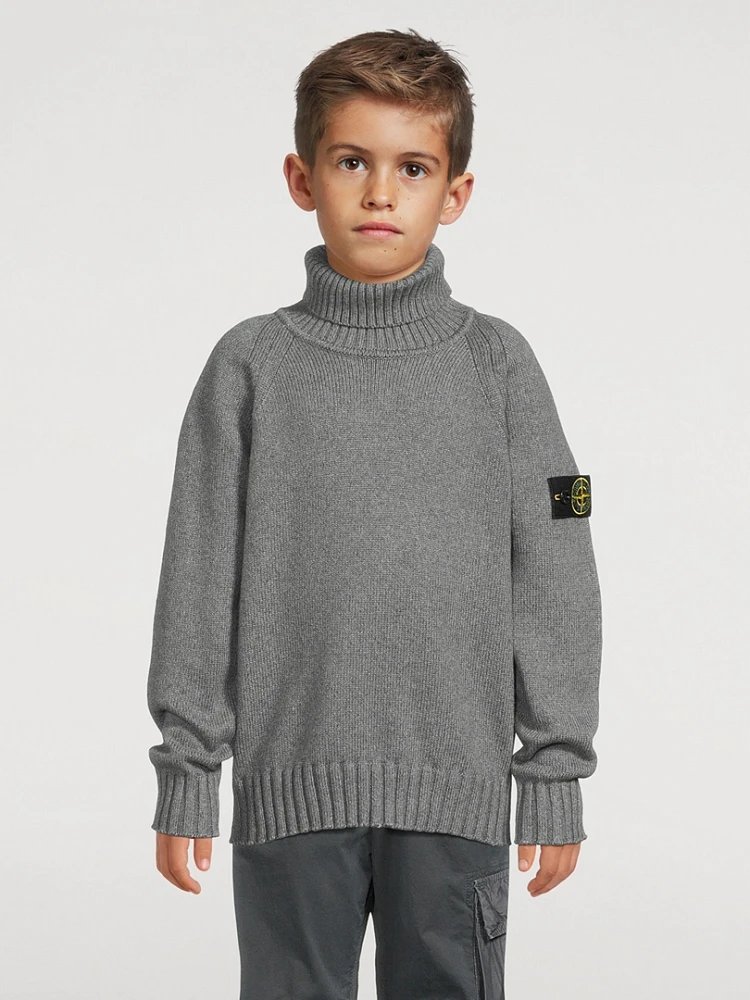 Stretch Cotton Turtleneck Sweater