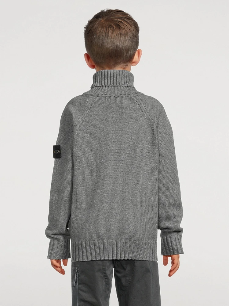Stretch Cotton Turtleneck Sweater