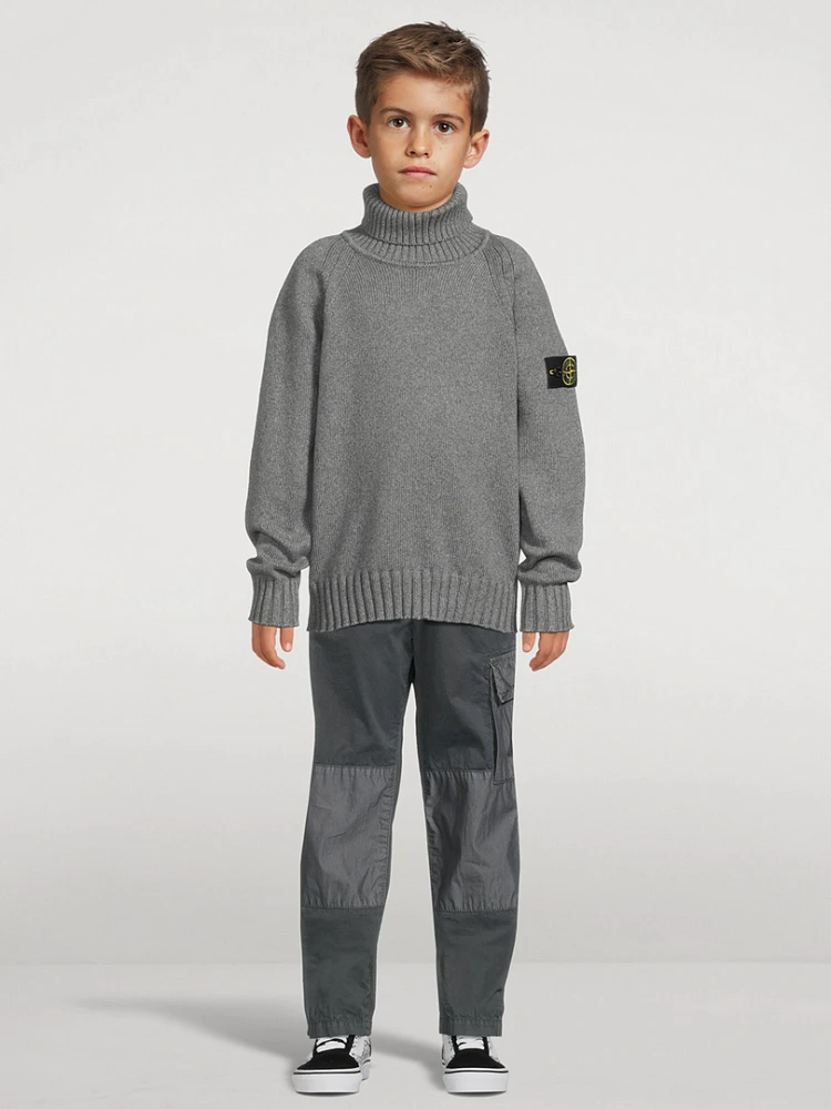 Stretch Cotton Turtleneck Sweater