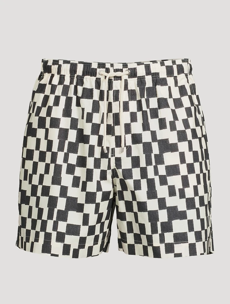 Drawstring Shorts Vintage Print